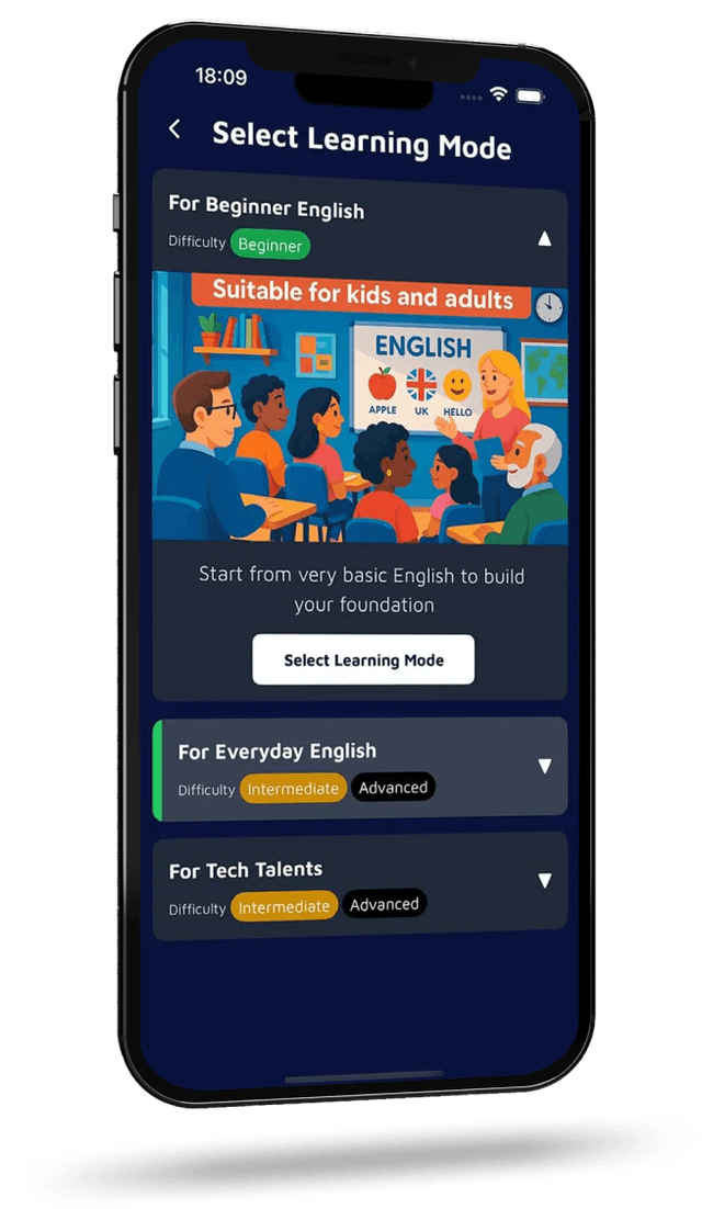 Talkparty app — English learning progress tracking screen